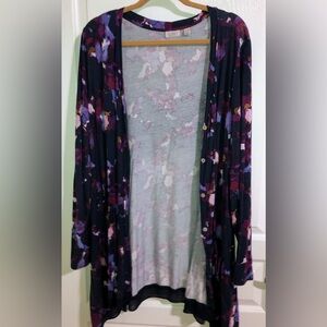 Logo 2x Blue Print Button down Long Sleeve Cardigan